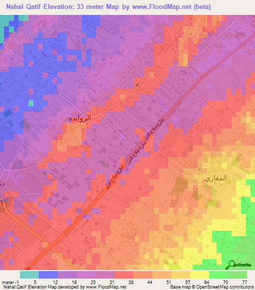 Nahal Qatif,Palestinian Territory Elevation Map