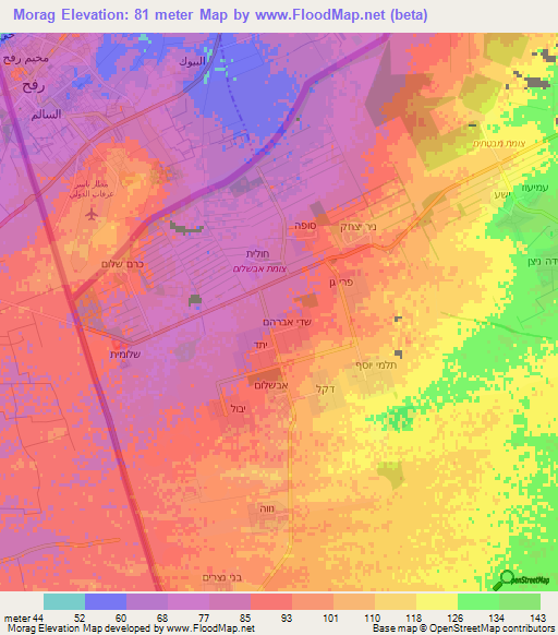 Morag,Palestinian Territory Elevation Map