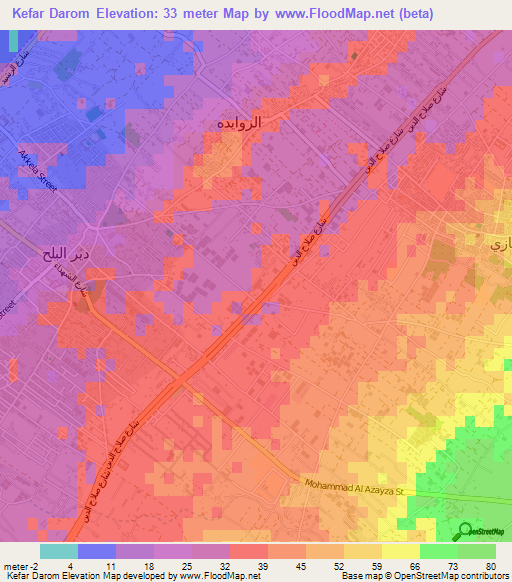 Kefar Darom,Palestinian Territory Elevation Map