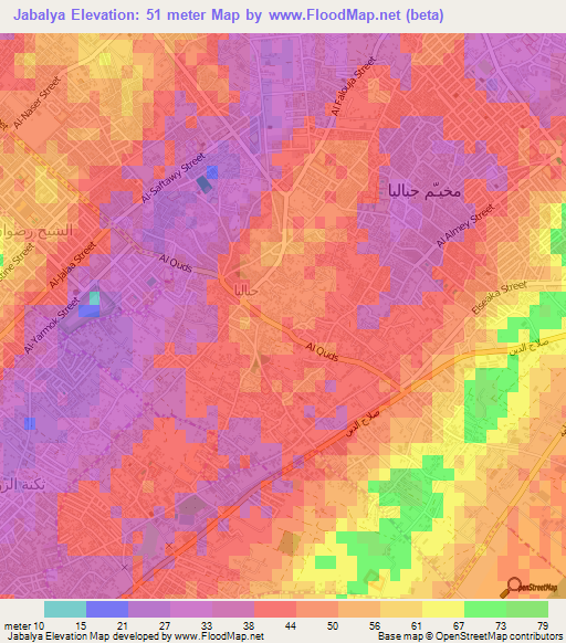 Jabalya,Palestinian Territory Elevation Map