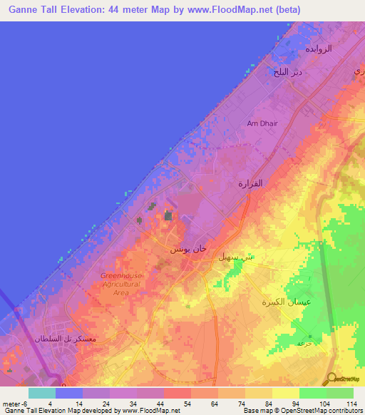 Ganne Tall,Palestinian Territory Elevation Map