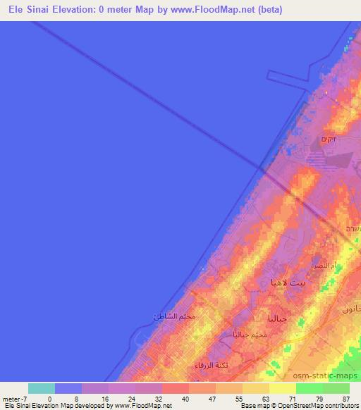 Ele Sinai,Palestinian Territory Elevation Map