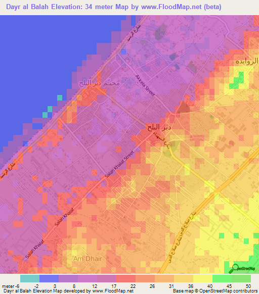 Dayr al Balah,Palestinian Territory Elevation Map