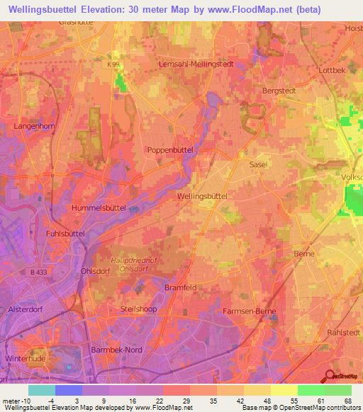 Wellingsbuettel,Germany Elevation Map