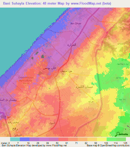 Bani Suhayla,Palestinian Territory Elevation Map