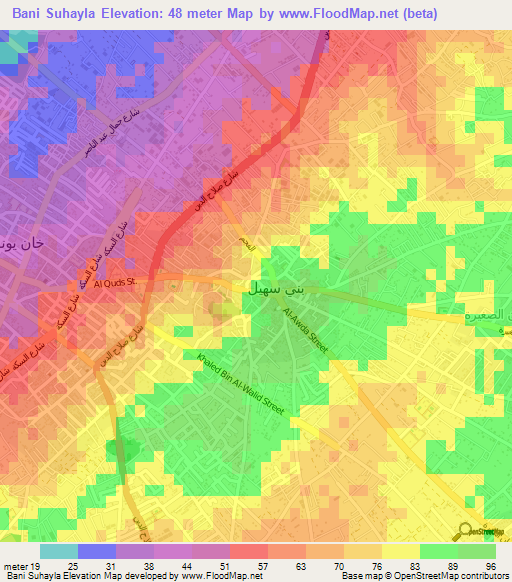 Bani Suhayla,Palestinian Territory Elevation Map