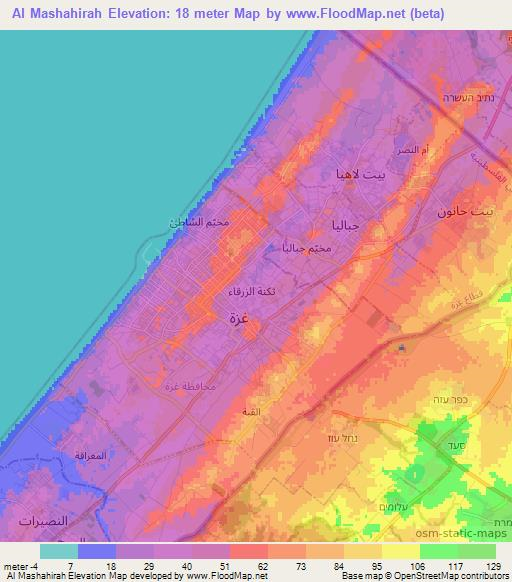 Al Mashahirah,Palestinian Territory Elevation Map