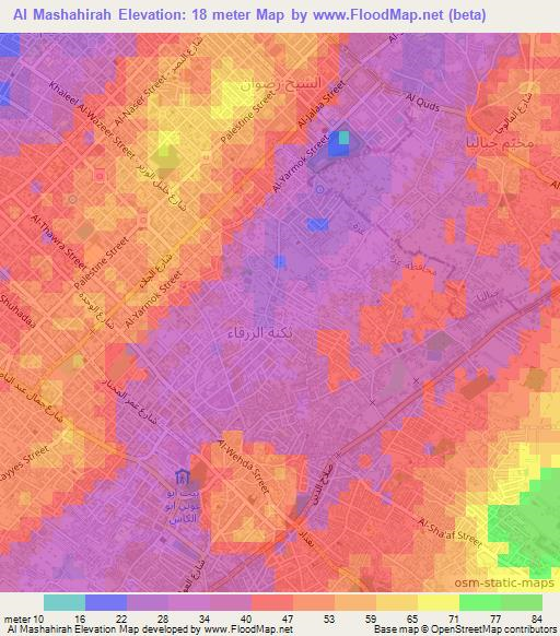 Al Mashahirah,Palestinian Territory Elevation Map