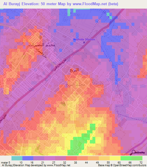 Al Burayj,Palestinian Territory Elevation Map