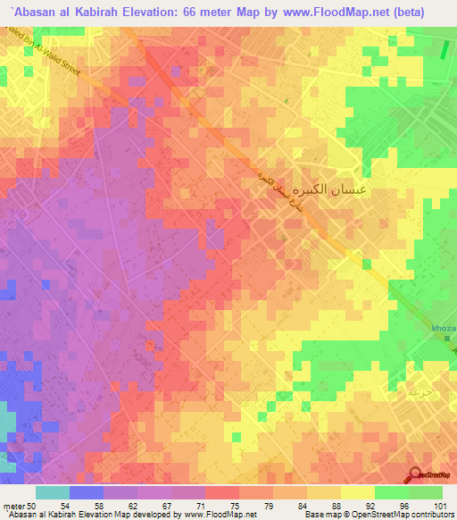 `Abasan al Kabirah,Palestinian Territory Elevation Map