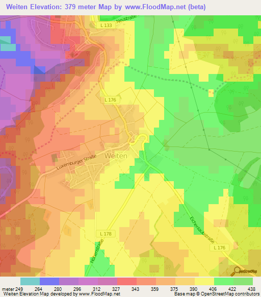 Weiten,Germany Elevation Map