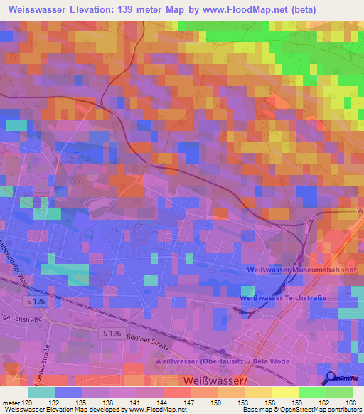 Weisswasser,Germany Elevation Map