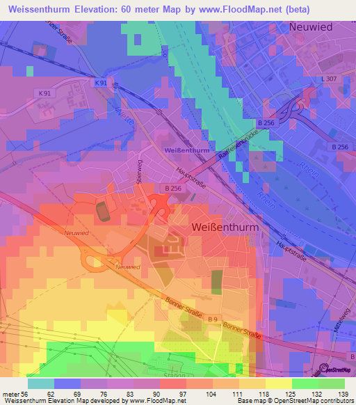 Weissenthurm,Germany Elevation Map