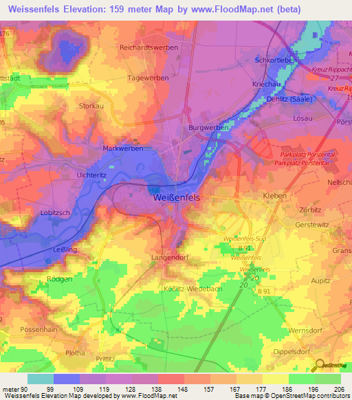 Weissenfels,Germany Elevation Map