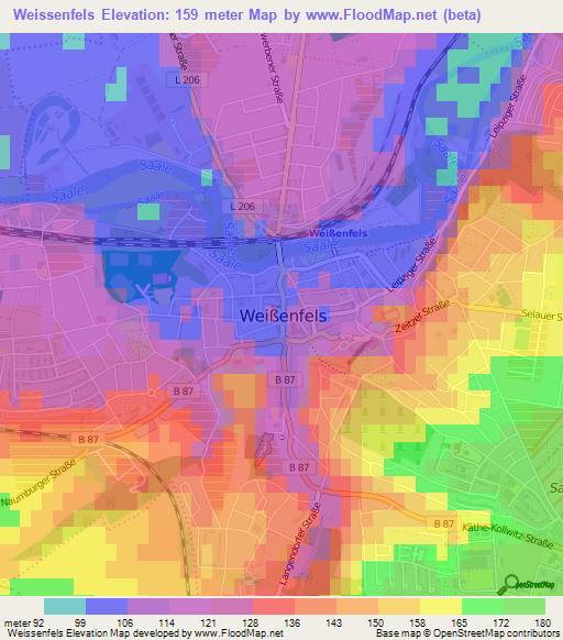 Weissenfels,Germany Elevation Map