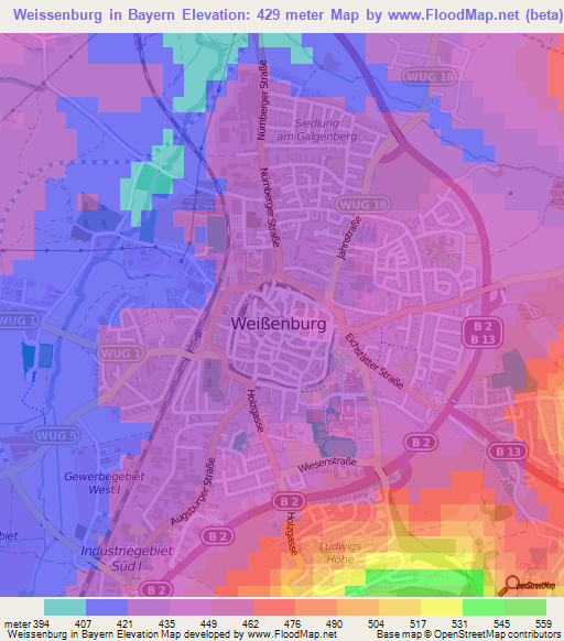 Weissenburg in Bayern,Germany Elevation Map