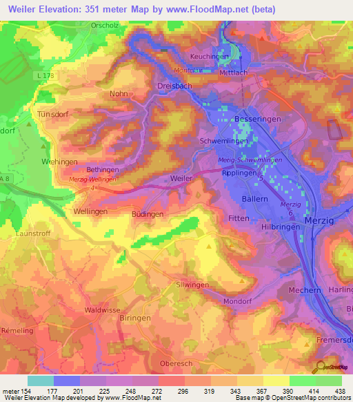 Weiler,Germany Elevation Map