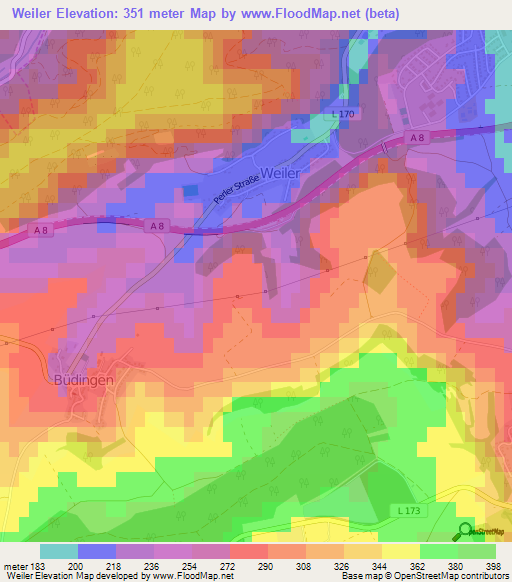 Weiler,Germany Elevation Map