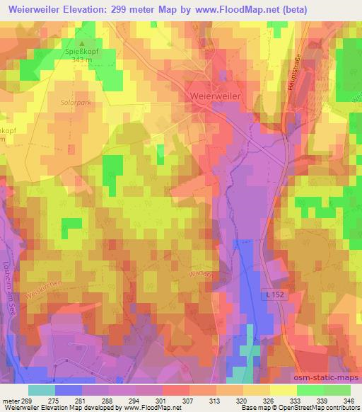 Weierweiler,Germany Elevation Map