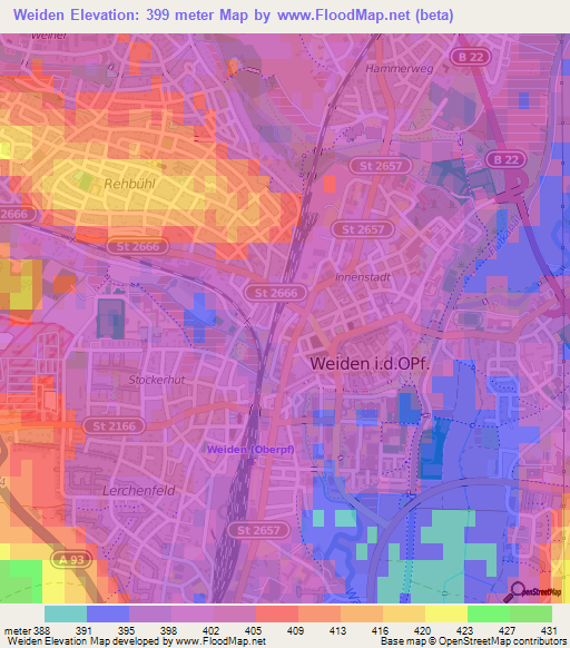 Weiden,Germany Elevation Map