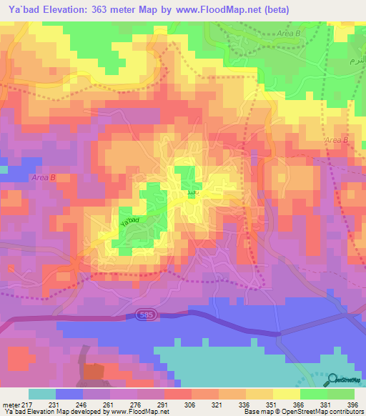 Ya`bad,Palestinian Territory Elevation Map