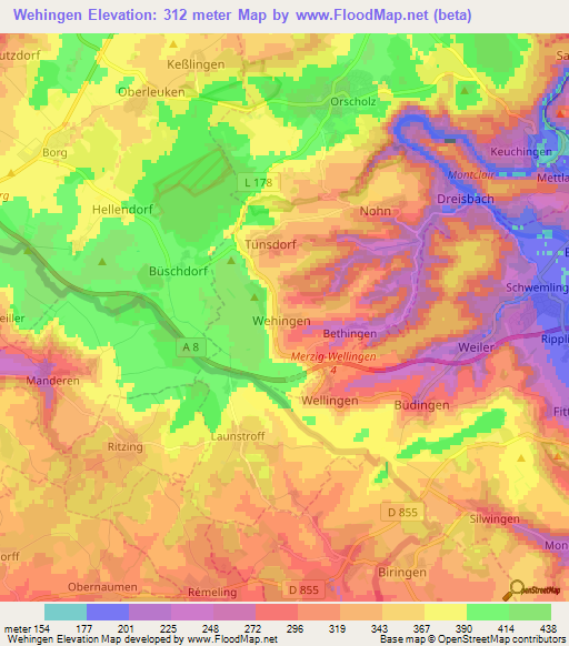 Wehingen,Germany Elevation Map