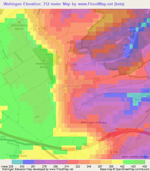 Wehingen,Germany Elevation Map