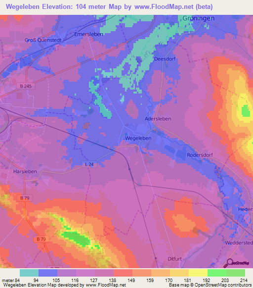 Wegeleben,Germany Elevation Map