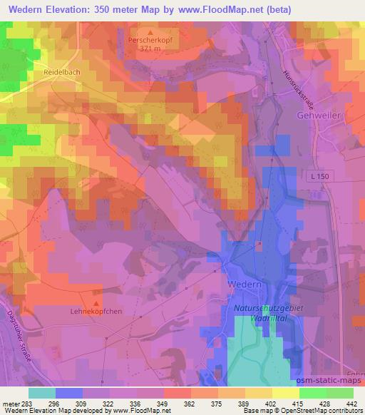 Wedern,Germany Elevation Map