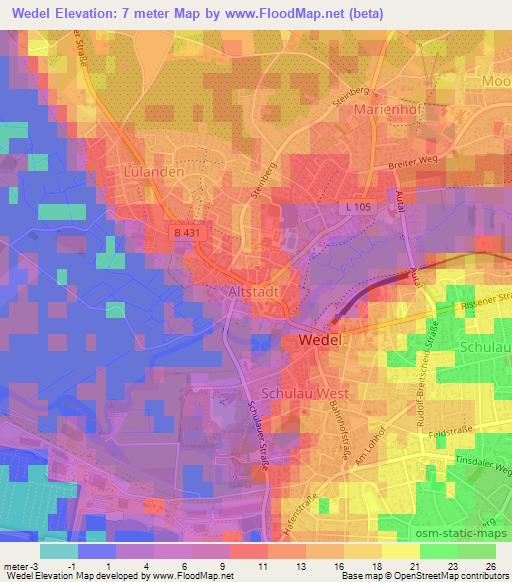 Wedel,Germany Elevation Map