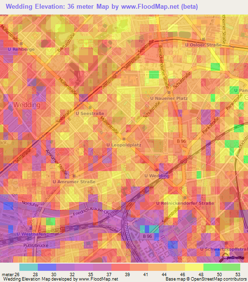 Wedding,Germany Elevation Map