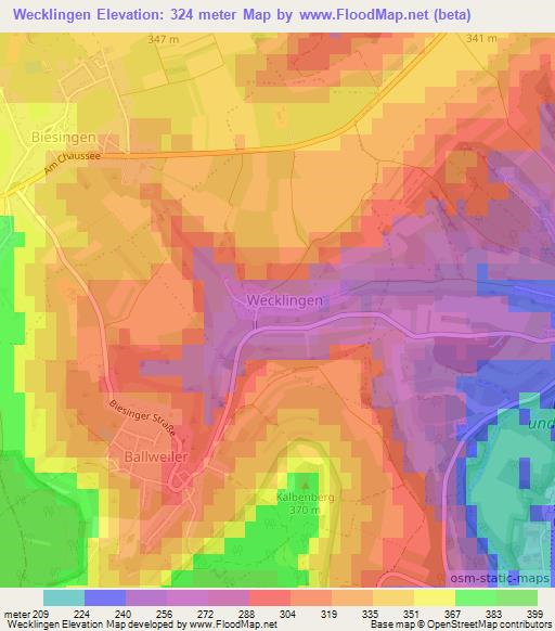 Wecklingen,Germany Elevation Map