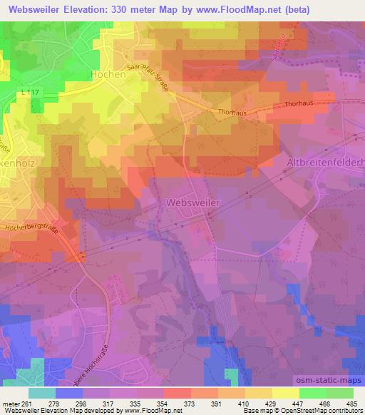 Websweiler,Germany Elevation Map