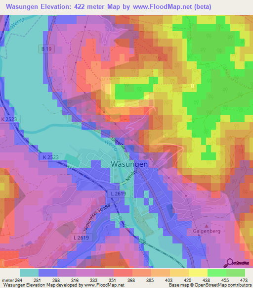 Wasungen,Germany Elevation Map