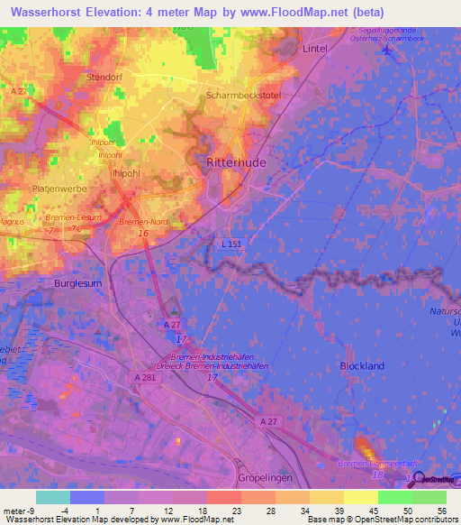 Wasserhorst,Germany Elevation Map