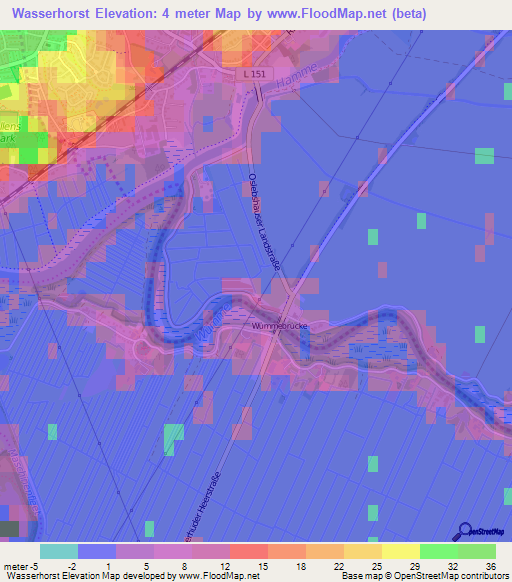 Wasserhorst,Germany Elevation Map