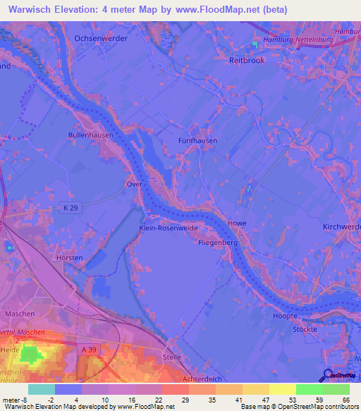 Warwisch,Germany Elevation Map