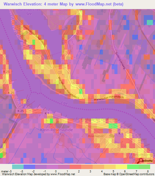 Warwisch,Germany Elevation Map