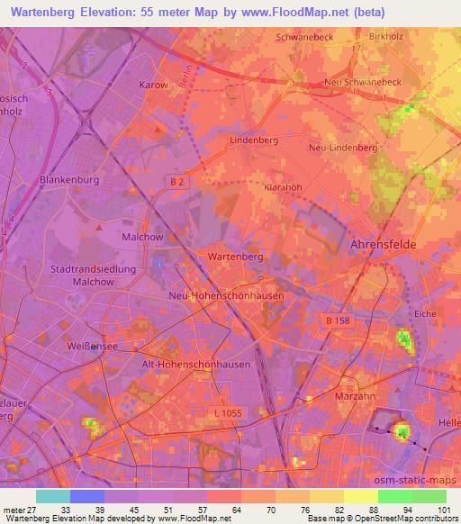 Wartenberg,Germany Elevation Map