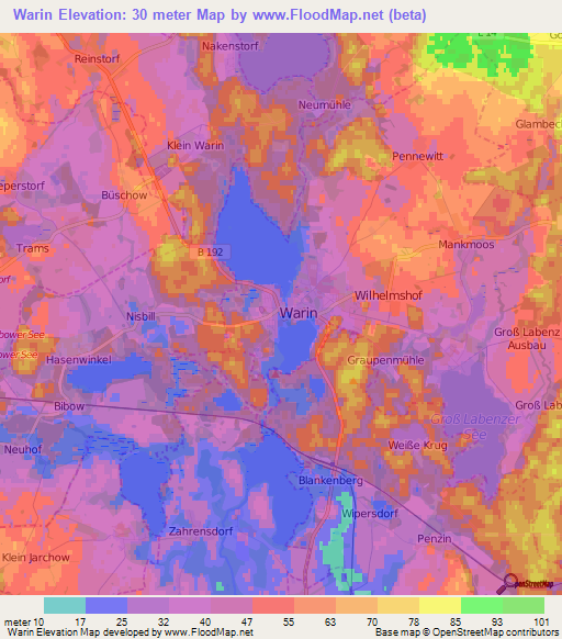 Warin,Germany Elevation Map