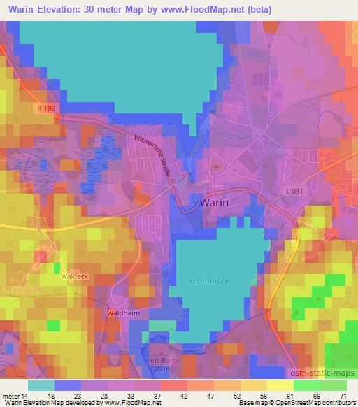 Warin,Germany Elevation Map