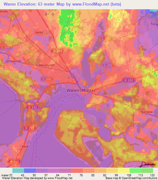 Waren,Germany Elevation Map