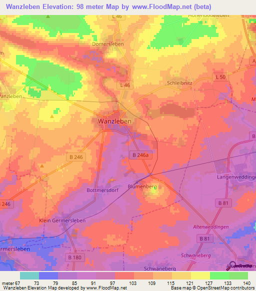 Wanzleben,Germany Elevation Map