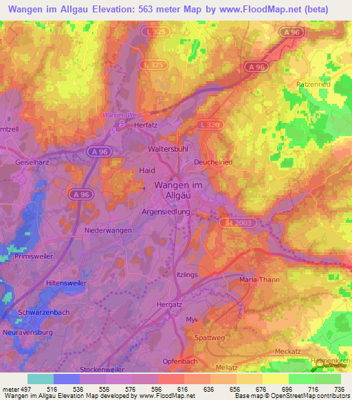 Wangen im Allgau,Germany Elevation Map
