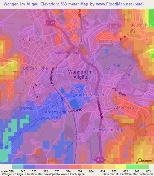 Wangen im Allgau,Germany Elevation Map