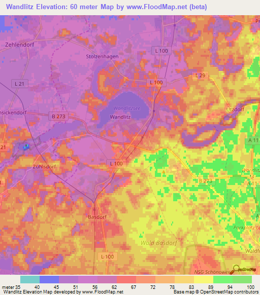 Wandlitz,Germany Elevation Map