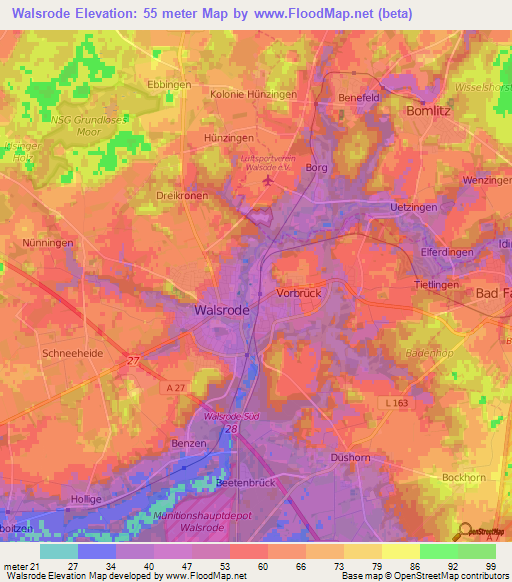 Walsrode,Germany Elevation Map