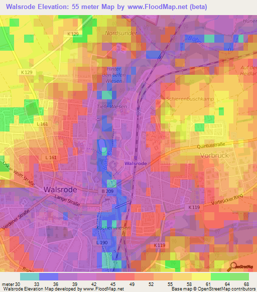 Walsrode,Germany Elevation Map