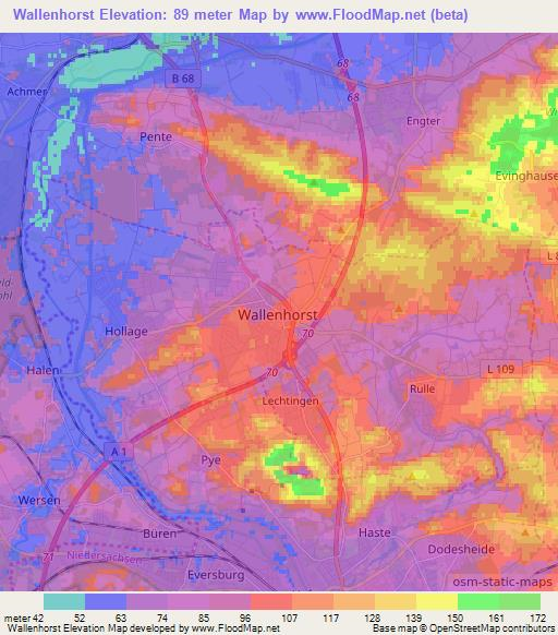 Wallenhorst,Germany Elevation Map