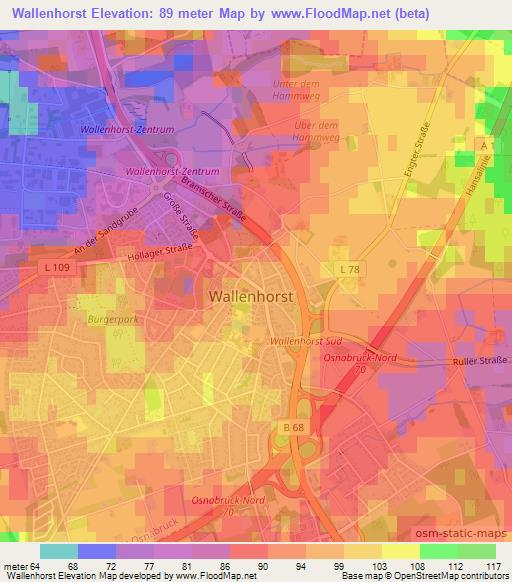 Wallenhorst,Germany Elevation Map